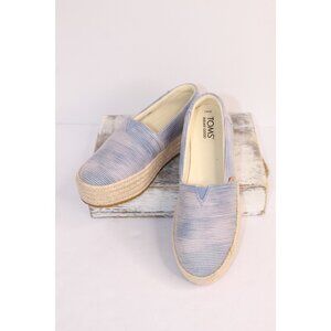 Toms Alpargata Woven Canvas Platform Cushioned Slip On Women's 8 Blue Shoes